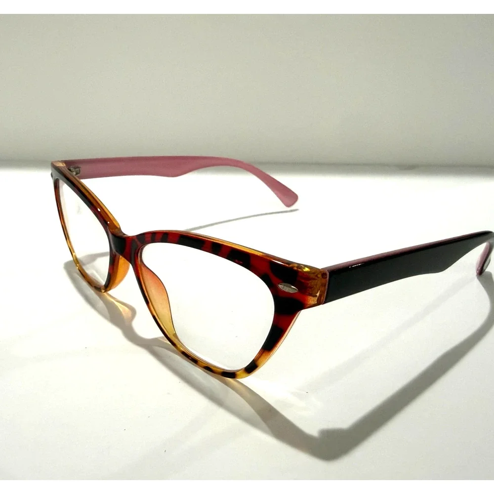 Zenni Cat Eye‎ Eyeglass Frames Tortoiseshell Pink Arms No Lenses